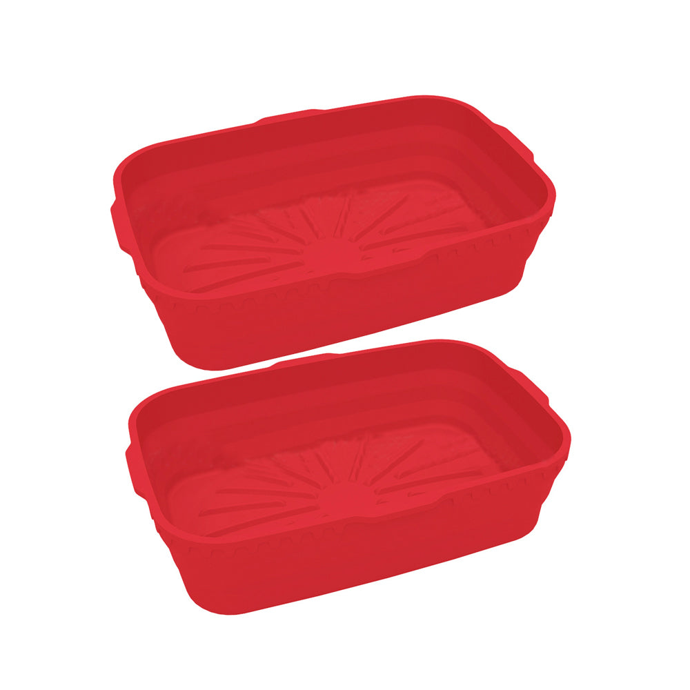 2Pcs Silicone Air Fryer Baking Pot Foldable Rectangular Oven Baking Tray Liner