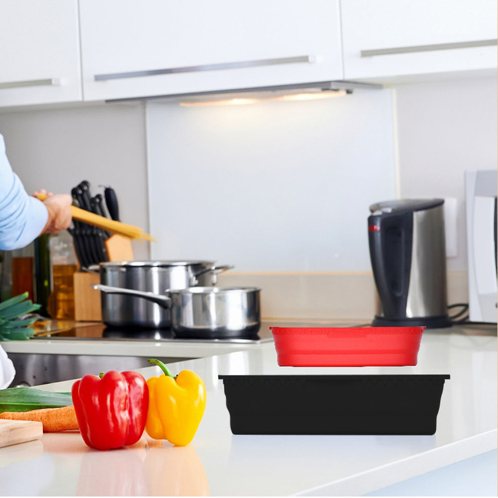 2Pcs Silicone Air Fryer Baking Pot Foldable Rectangular Oven Baking Tray Liner