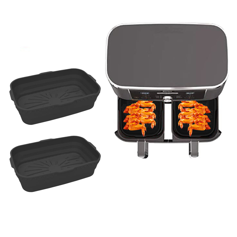 2Pcs Silicone Air Fryer Baking Pot Foldable Rectangular Oven Baking Tray Liner