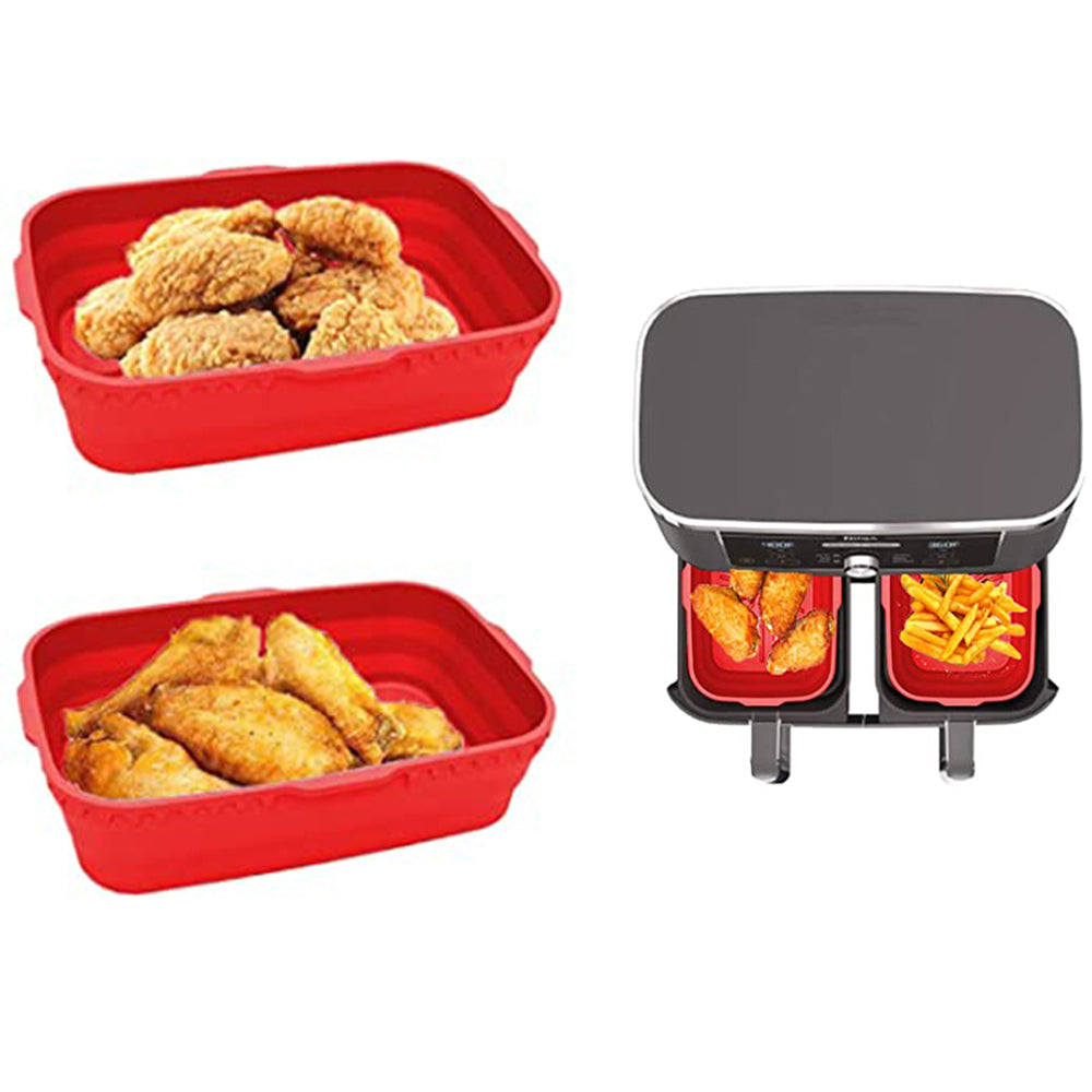 2Pcs Silicone Air Fryer Baking Pot Foldable Rectangular Oven Baking Tray Liner