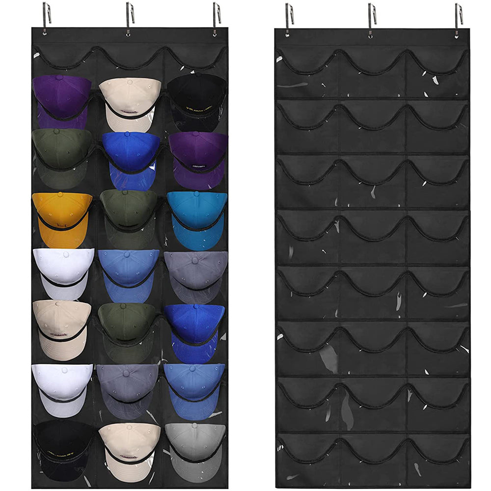 24 Hat Rack Organizer Baseball Holder Pocket Door Wall Caps Collection