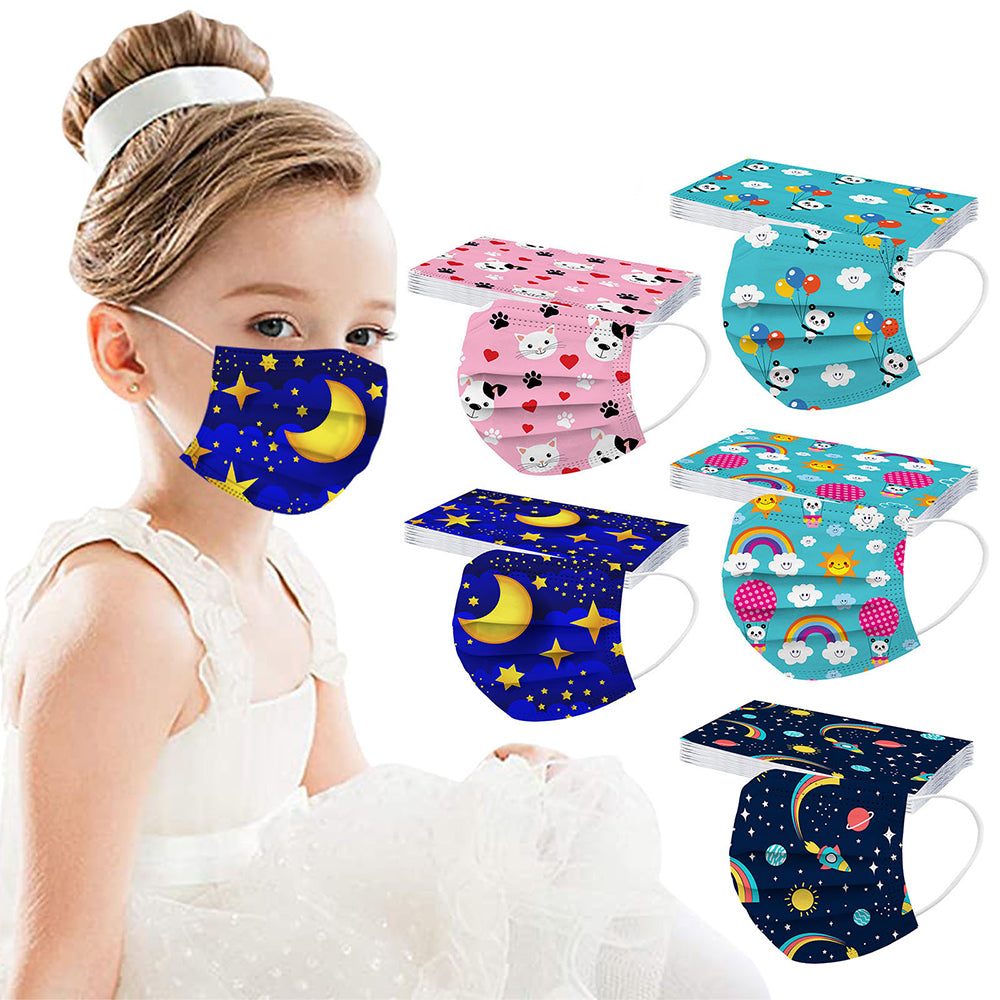 50Pcs Starry Sky Cartoon Kids Disposable Face Masks