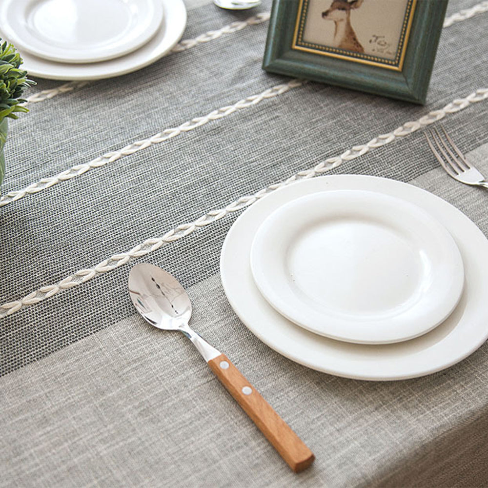 Cotton Linen Dust-Proof Square Rectangle Tablecloths-Grey