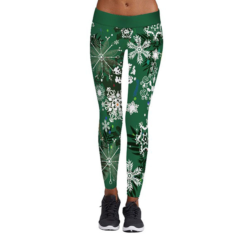 Women Christmas Leggings -Green