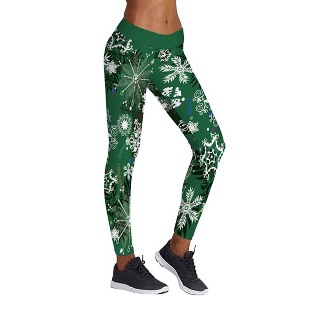 Women Christmas Leggings -Green