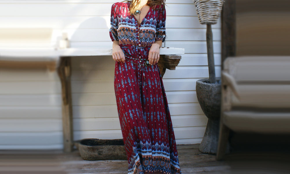 Boho Printed Maxi Dress