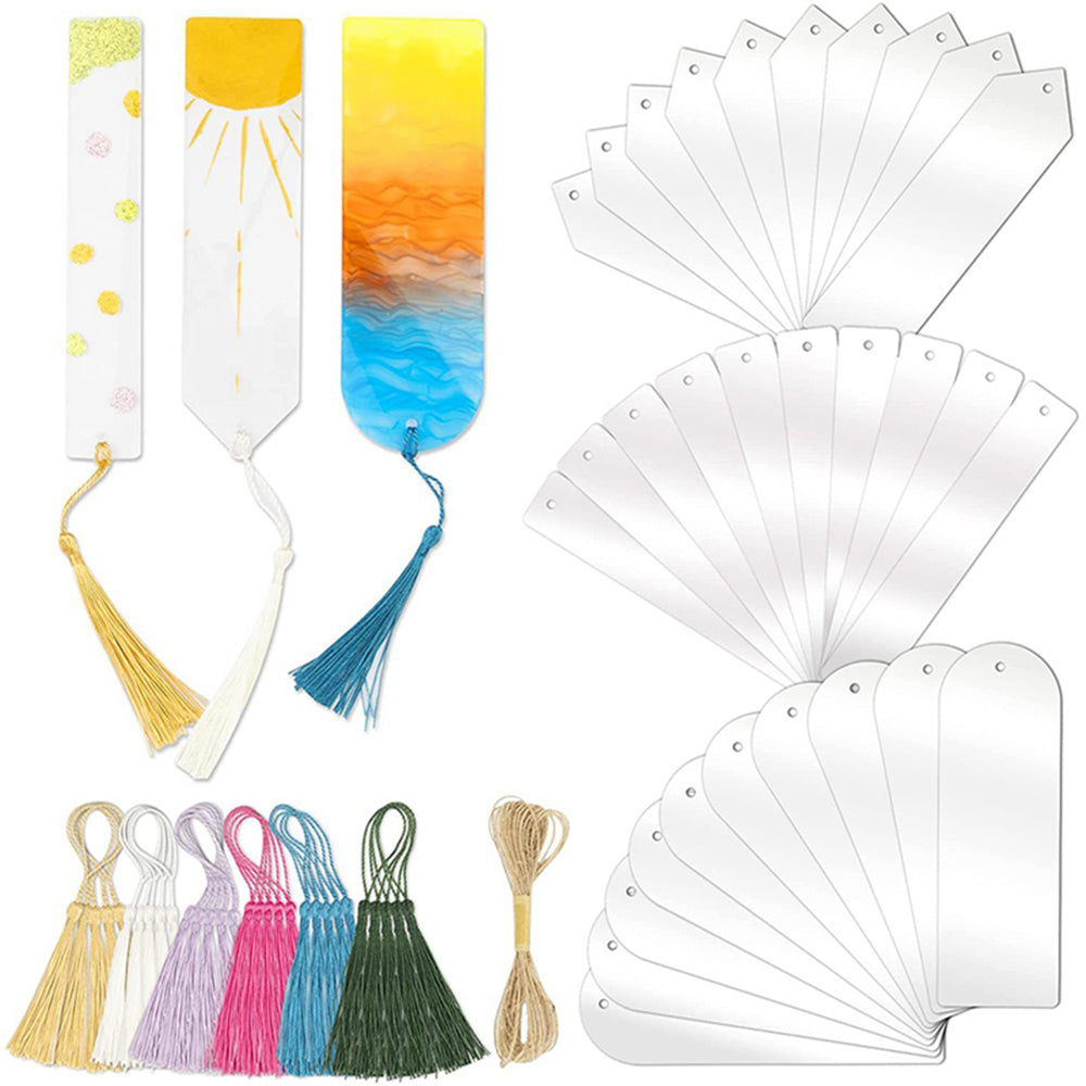 DIY Acrylic Bookmark Blank Transparent Bookmark Tassel Bookmark Set Notebook