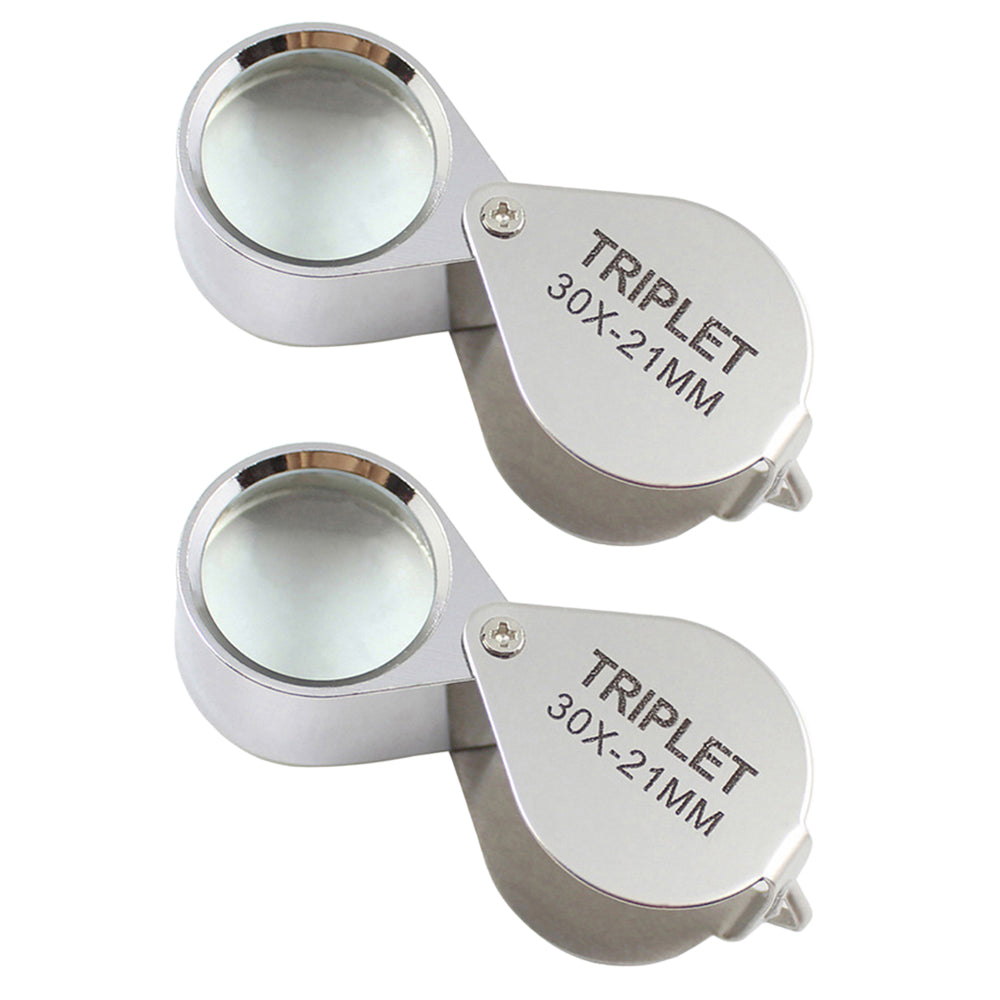 2Pcs 30 x 21MM Pocket Jewellers Eye Loupe Magnifier