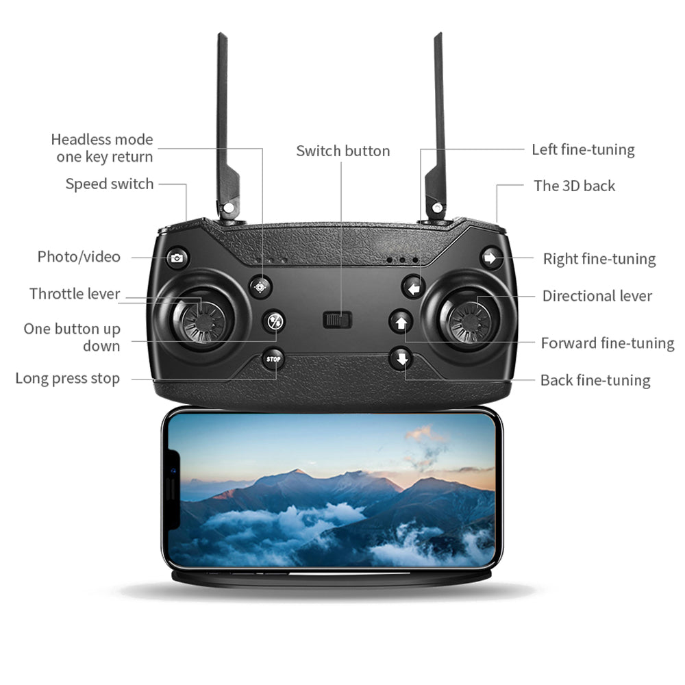 E88 RC Drone 4K Professional HD Dual Camera 2.4Ghz Mini Foldable Quadcopter