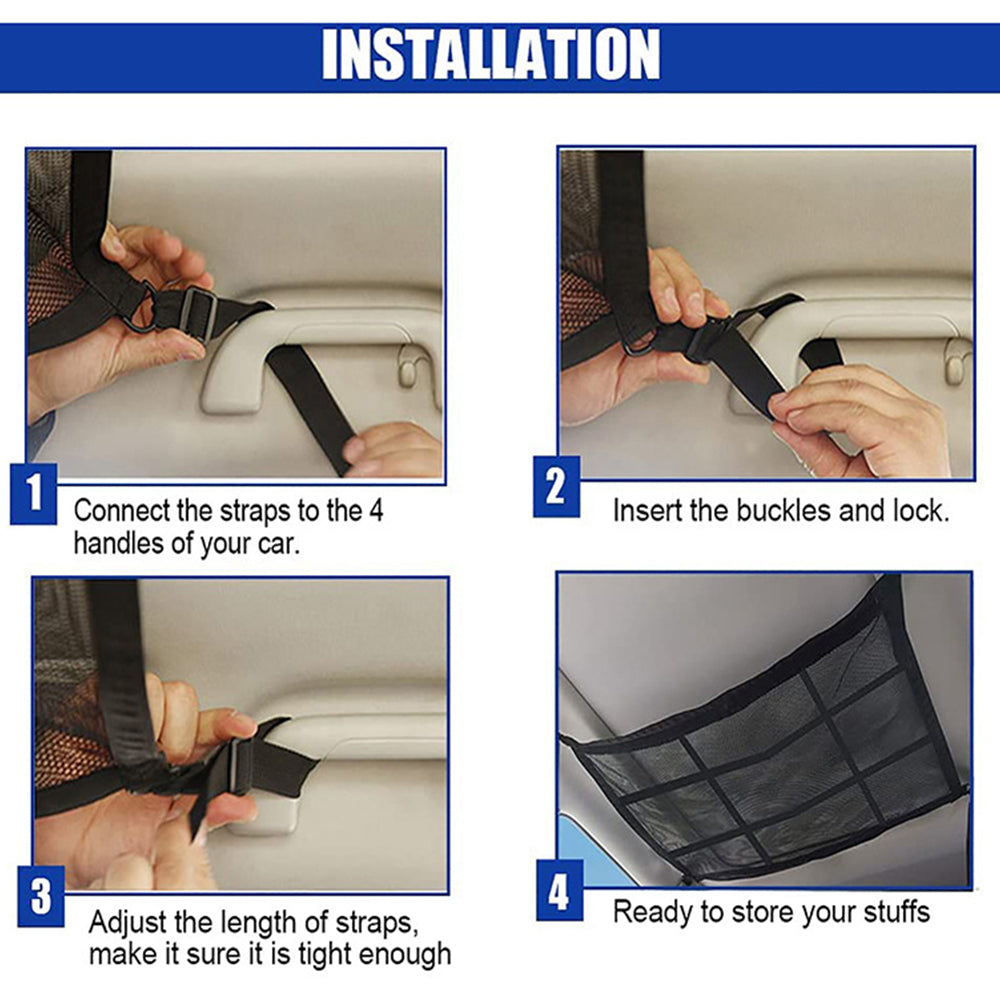 Universal Mesh Storage Bag Car Roof Ceiling Cargo Net Pouch Pockets For SUV Van