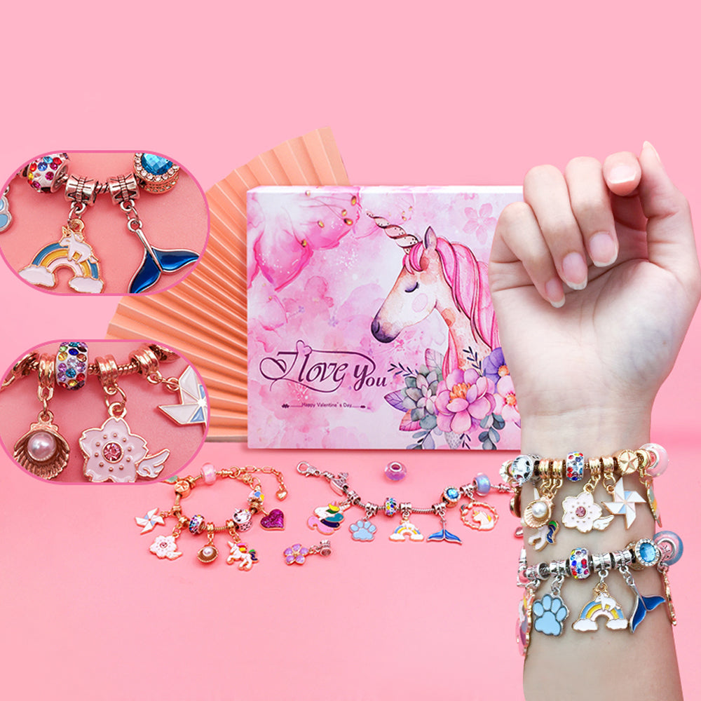 24-Days Countdown Advent Calendar Unicorn Box Charm Bracelet Set