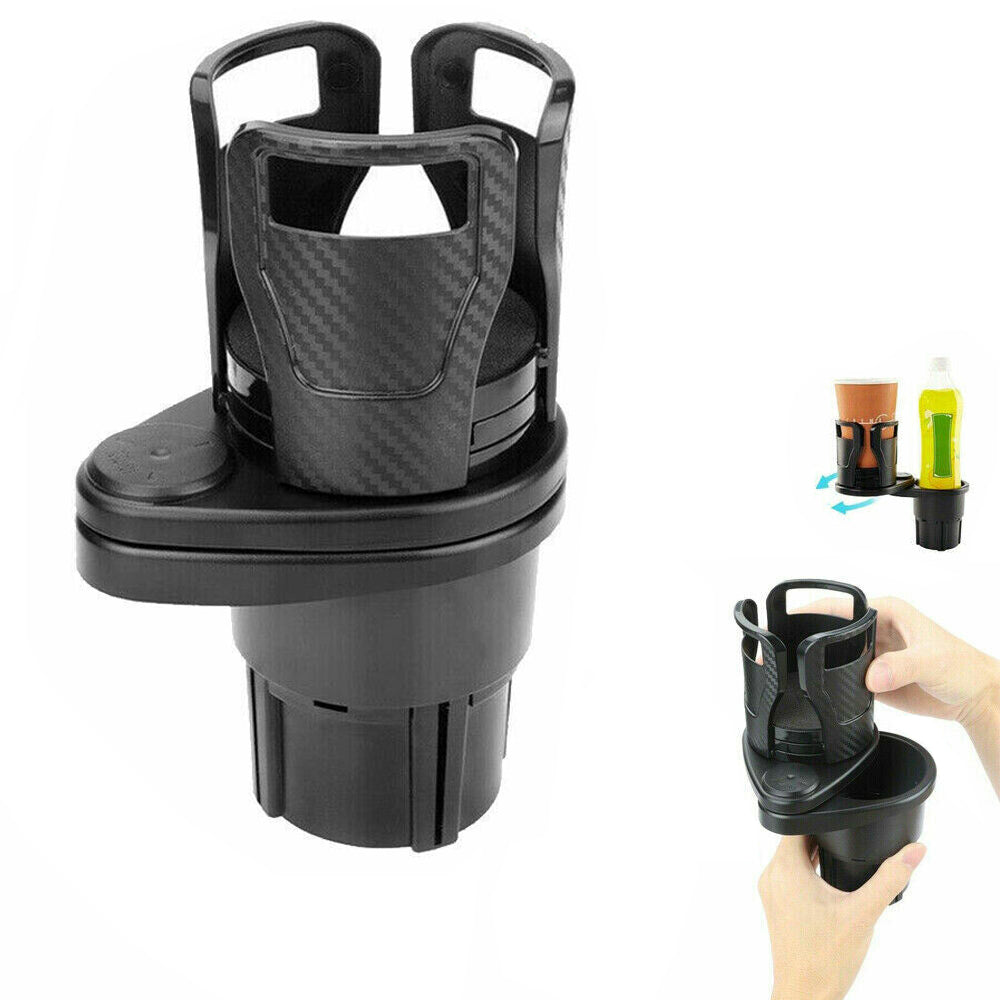 2 in 1 Multifunctional Car Cup Holder Expander with Adjustable Base All Purpose Carbon Black