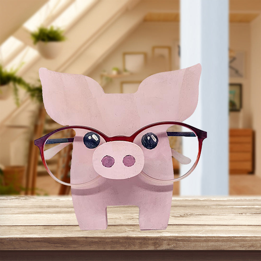 Animal Wooden Eyeglasses Holder-Piglet