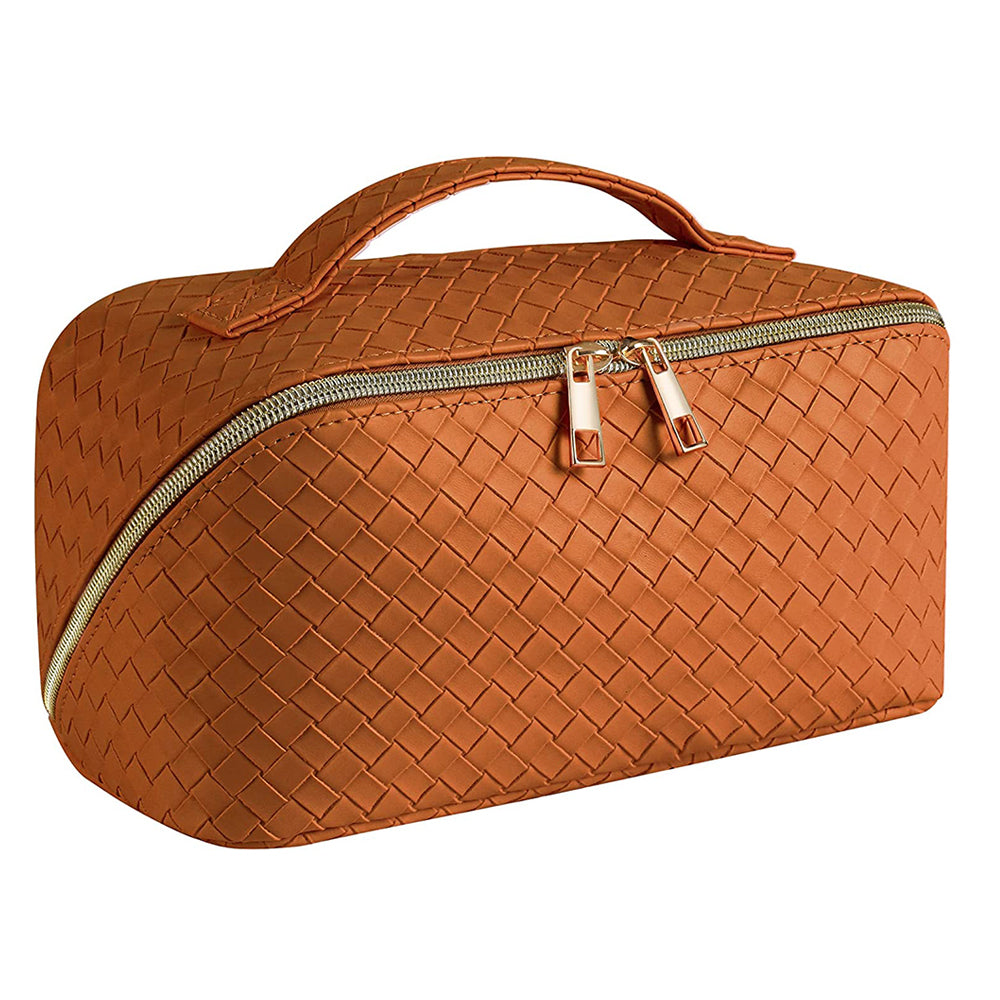 Large Capacity Travel Cosmetic Bag Organizer Makeup with Brushes Slots Dividers