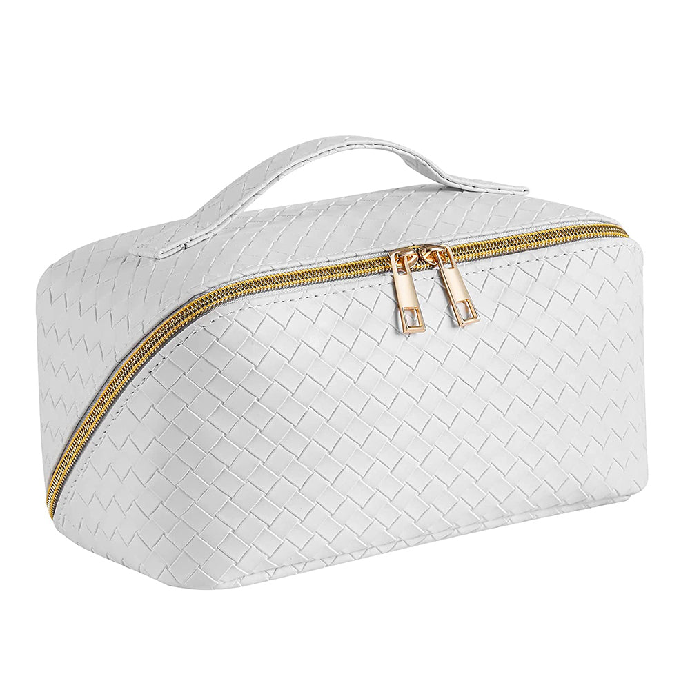 Large Capacity Travel Cosmetic Bag Organizer Makeup with Brushes Slots Dividers