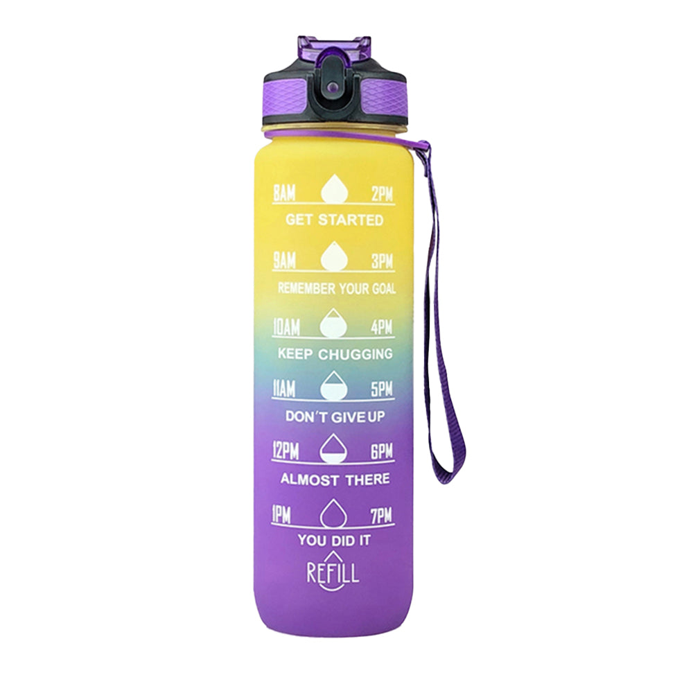 1L Water Bottle Motivational Drink Flask with Time Markings Sport Gym