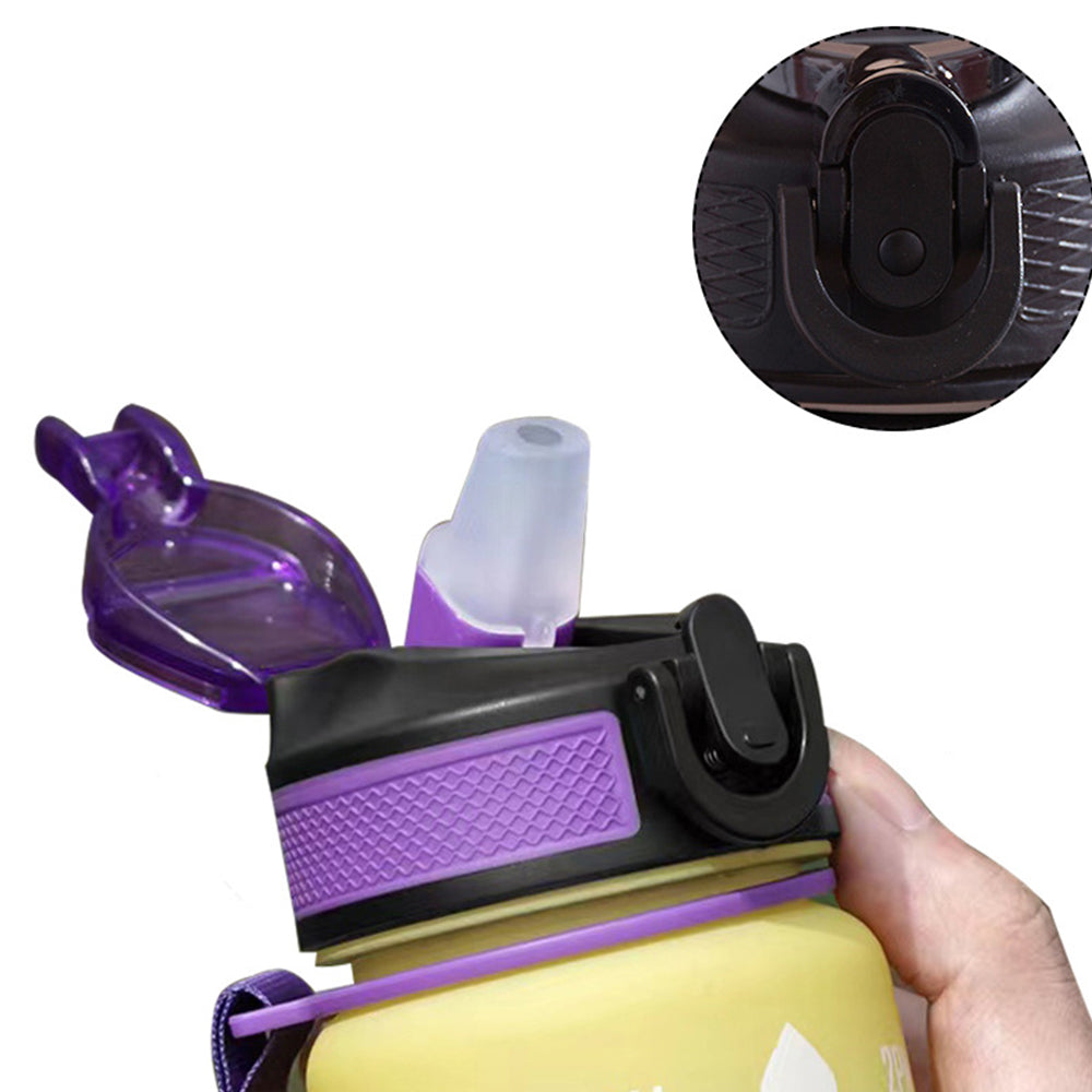 1L Water Bottle Motivational Drink Flask with Time Markings Sport Gym