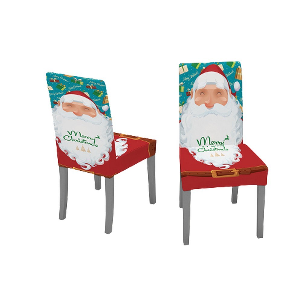 2Pcs Christmas Chair Covers Xmas Decor -Green Santa Claus