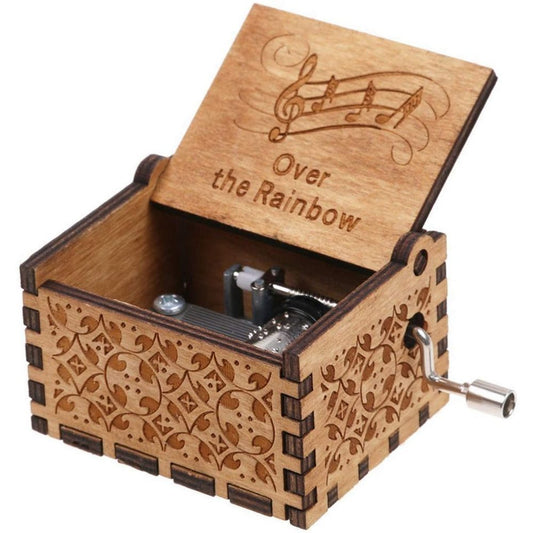 Wooden Hand Crank Music Box -Over the rainbow