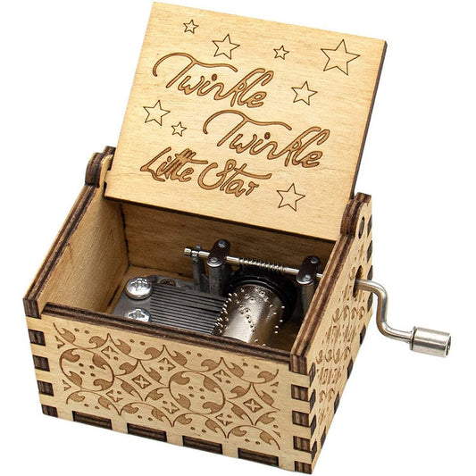 Wooden Hand Crank Music Box -Little star