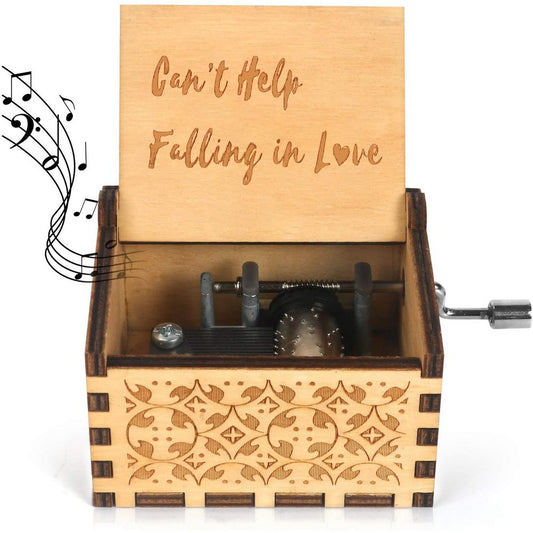 Wooden Hand Crank Music Box -Falling in love
