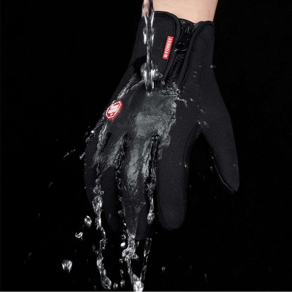 Touch Screen Gloves Water Resistant Skiing Hiking Running-Black