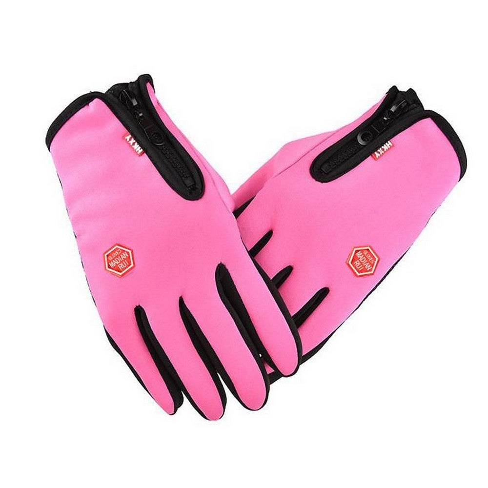 Touch Screen Gloves Water Resistant Skiing Hiking Running-Pink