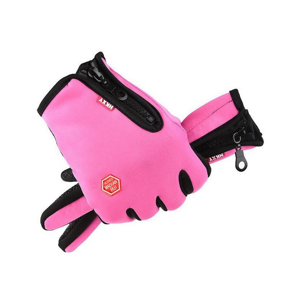 Touch Screen Gloves Water Resistant Skiing Hiking Running-Pink