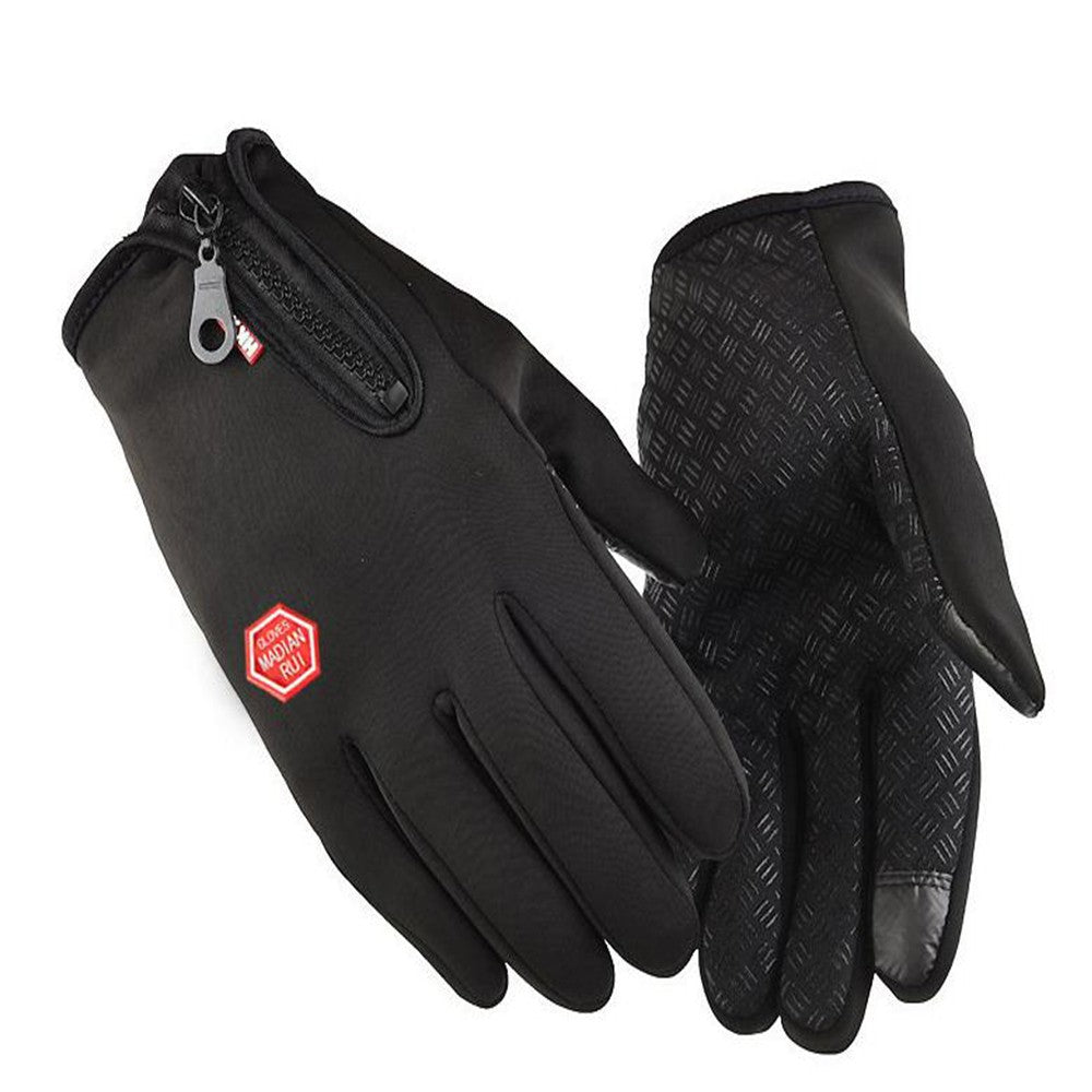 Touch Screen Gloves Water Resistant Skiing Hiking Running-Black