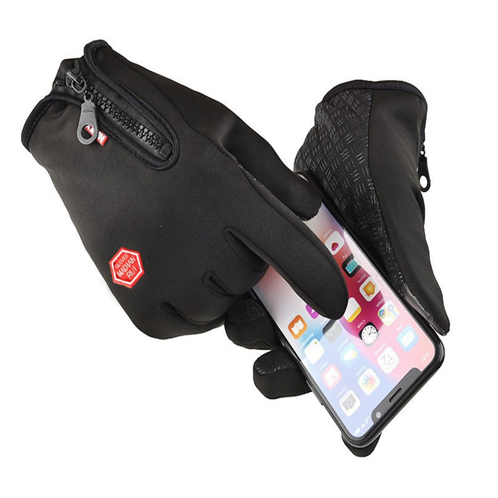 Touch Screen Gloves Water Resistant Skiing Hiking Running-Black