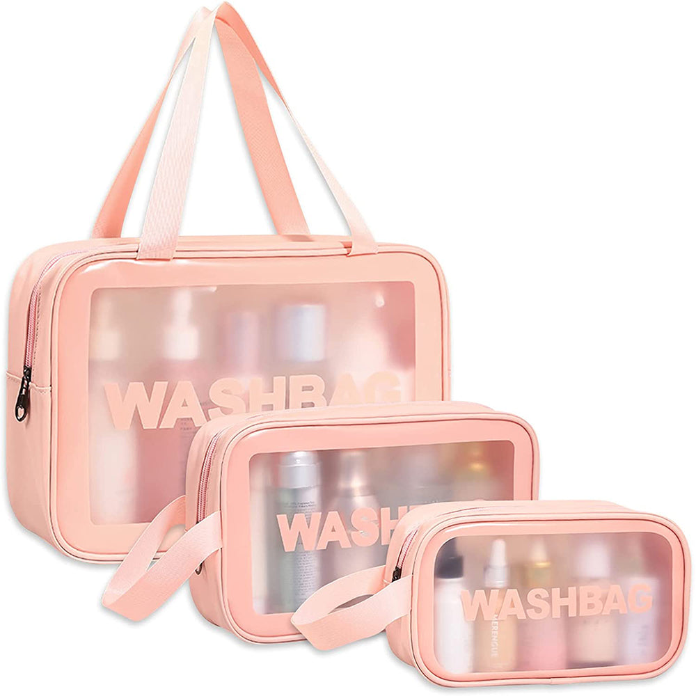 3pcs PVC Cosmetic Bags for Makeup Travel Toiletry Wash Bags