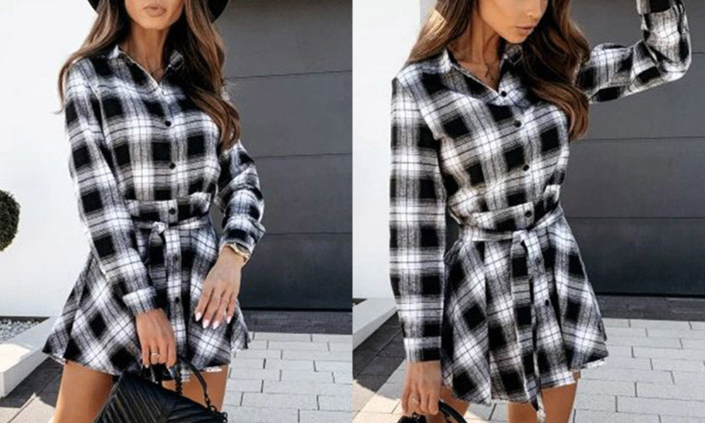 Flannel Check Smock Mini Dress