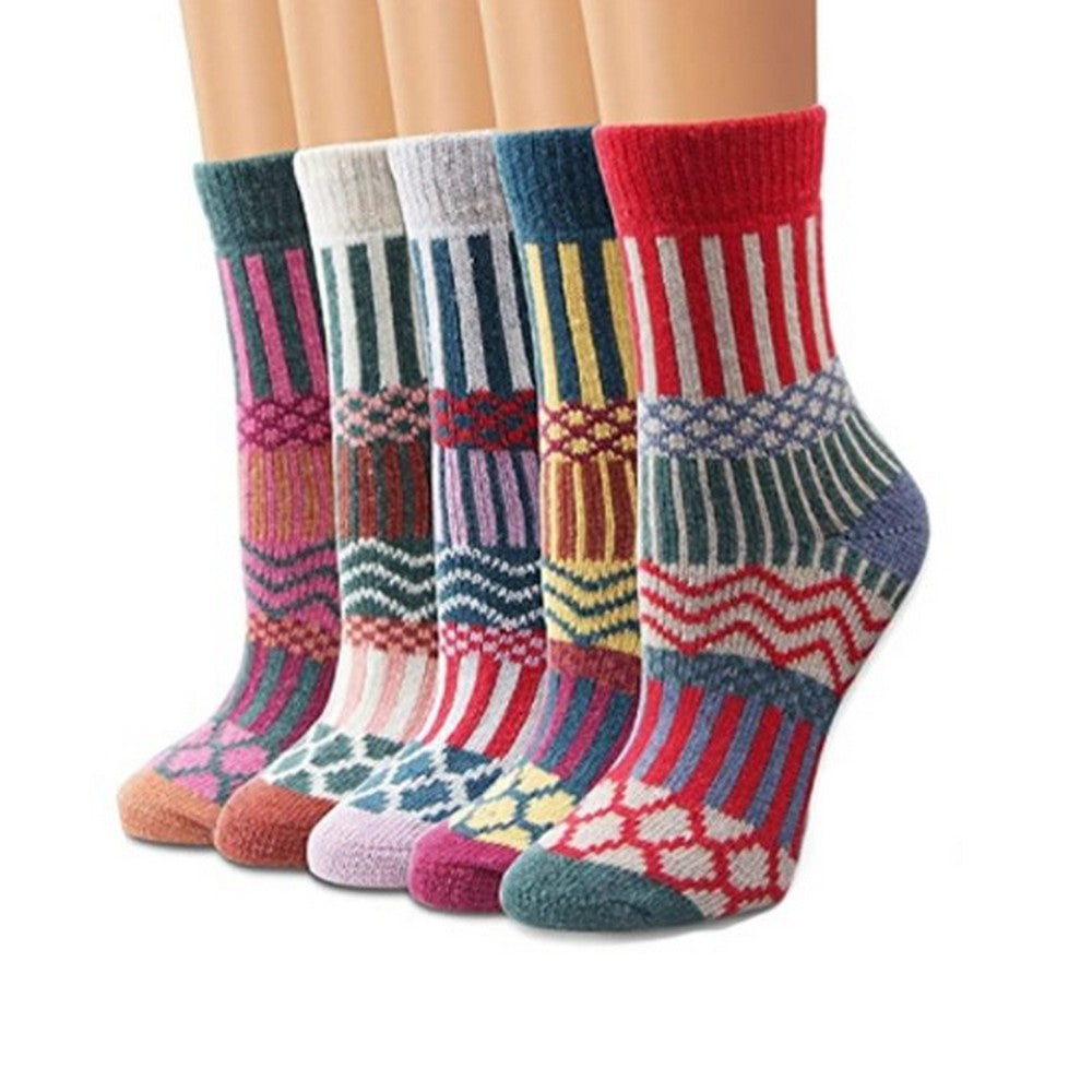 5Pairs Women Printed Socks