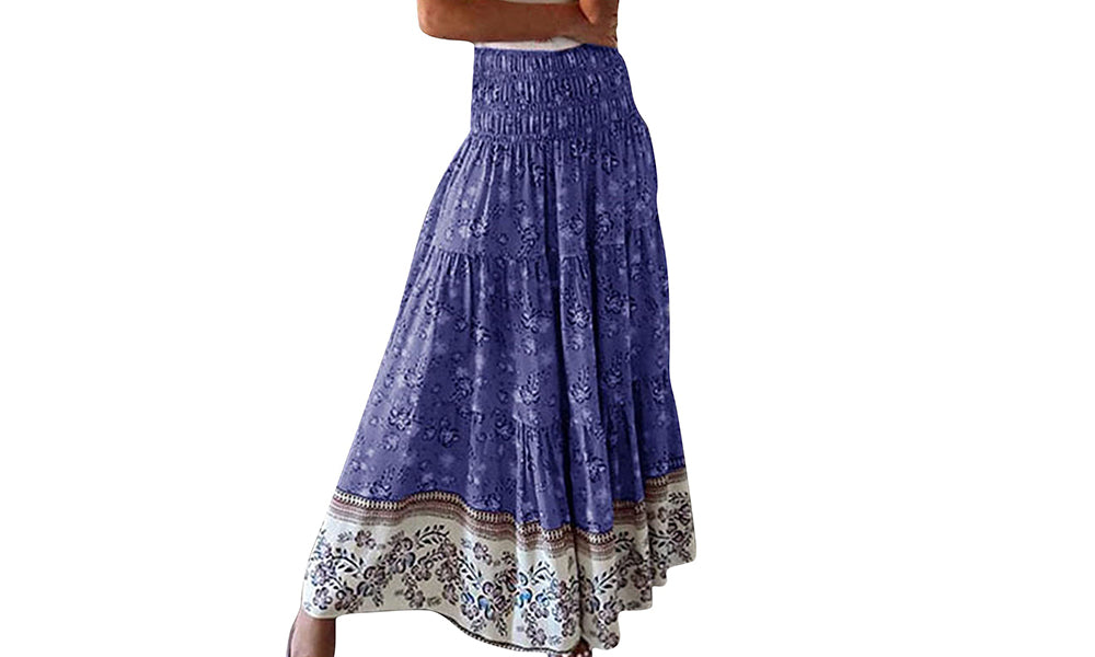 Women High Waist Floral Maxi Skirt