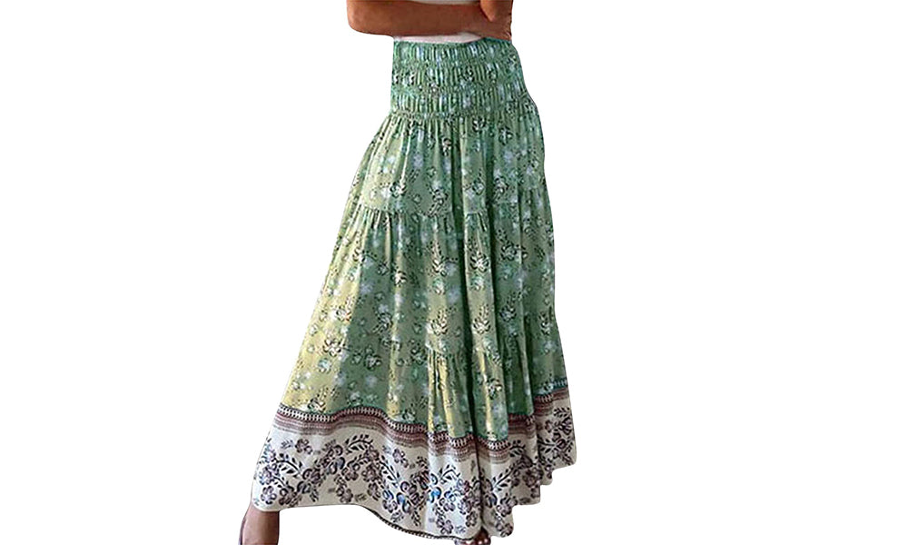 Women High Waist Floral Maxi Skirt