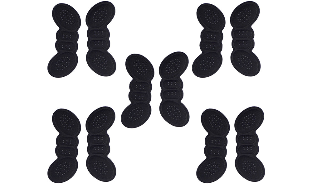 5-Pairs Self-Adhesive Heel Grips with Anti-Slip Dots Black