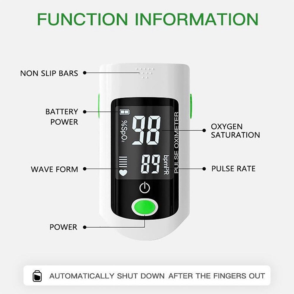 Fingertip Heart Rate Monitor Pulse Oximeter Portable Blood Oxygen Meter LCD Display Pulse Oximeter
