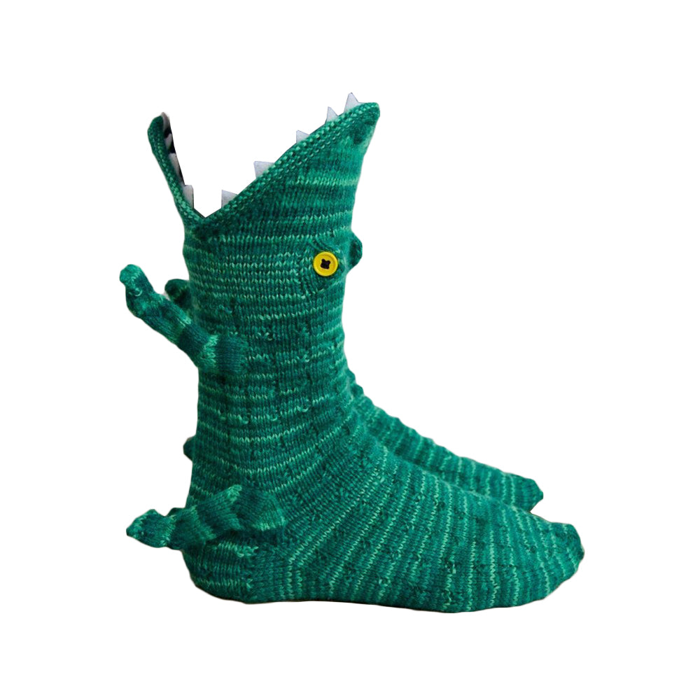 Unisex Christmas Knit Crocodile Socks Cute Cartoon Animal Pattern
