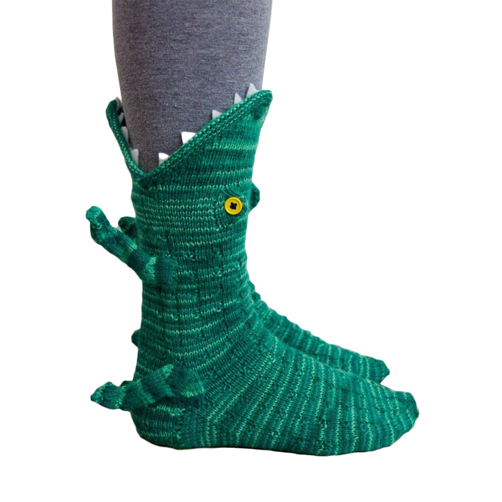 Unisex Christmas Knit Crocodile Socks Cute Cartoon Animal Pattern