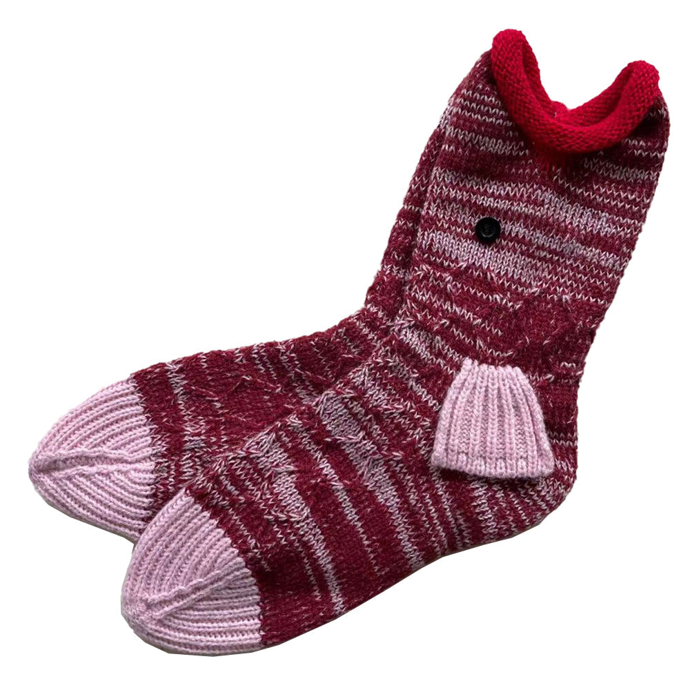 Unisex Christmas Knit Crocodile Socks Cute Cartoon Animal Pattern