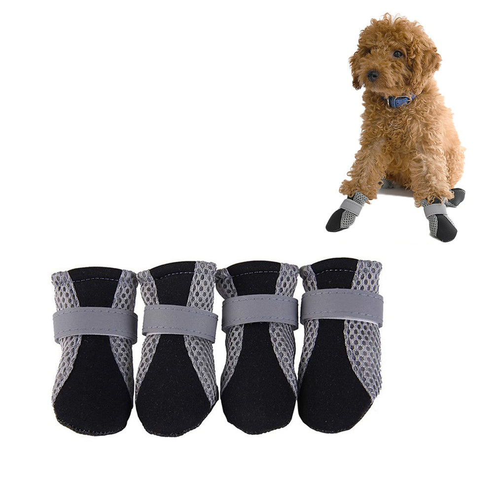 4-Pieces Pet Breathable Boots-Black