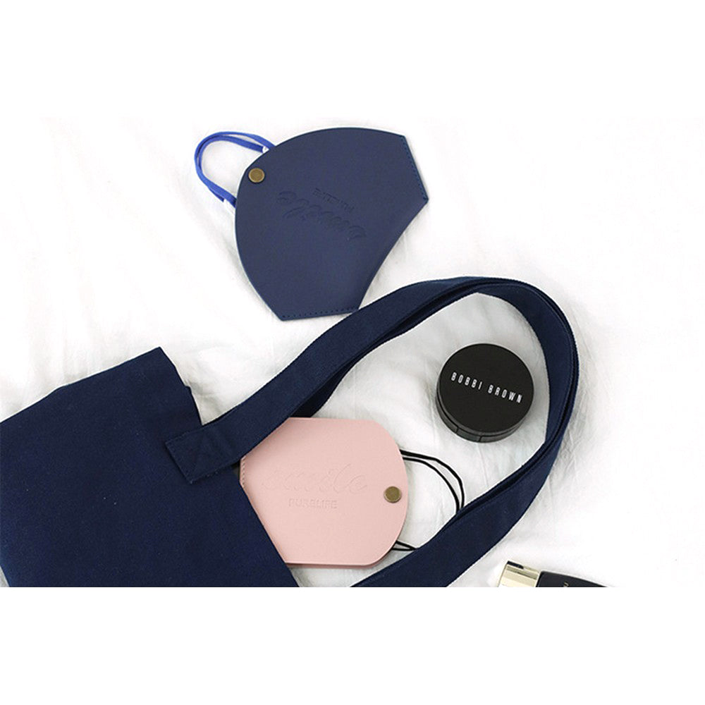 2Pcs PU Leather Snap Button Mask Storage Bag