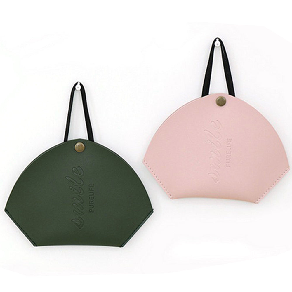 2Pcs PU Leather Snap Button Mask Storage Bag