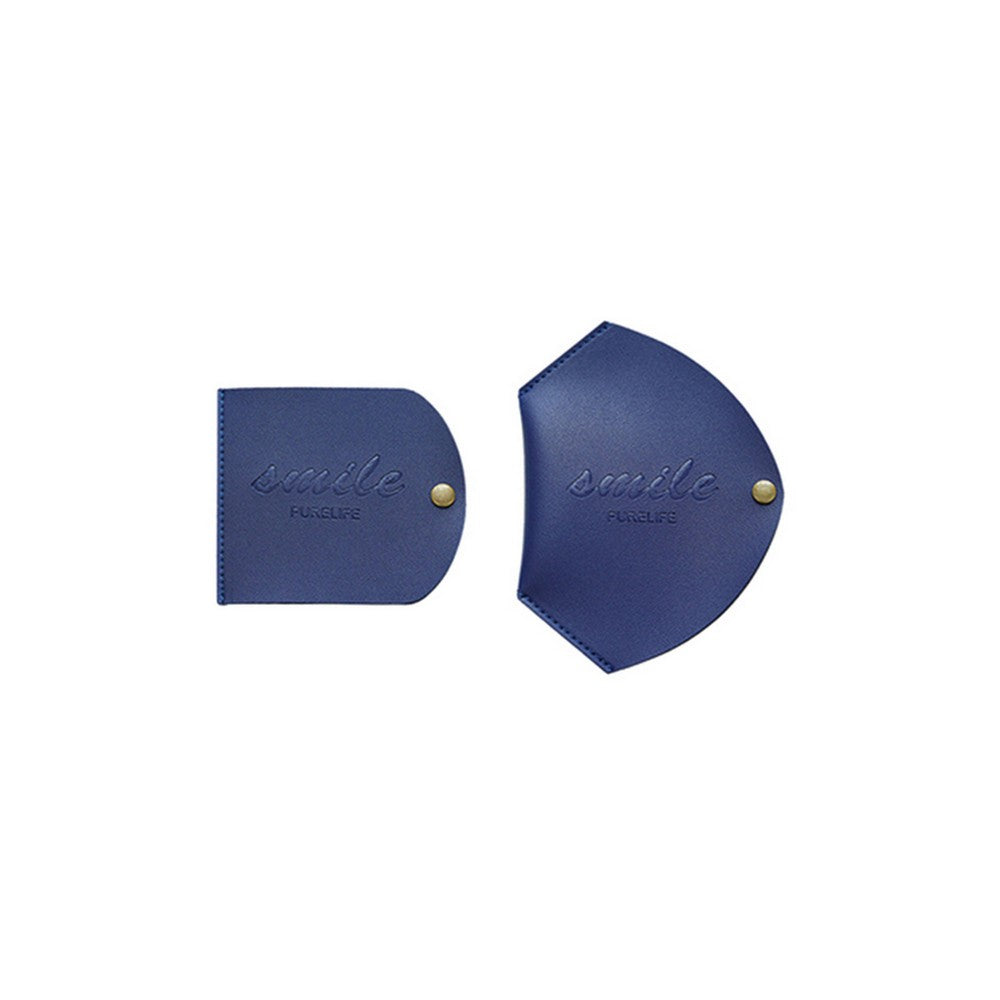 2Pcs PU Leather Snap Button Mask Storage Bag