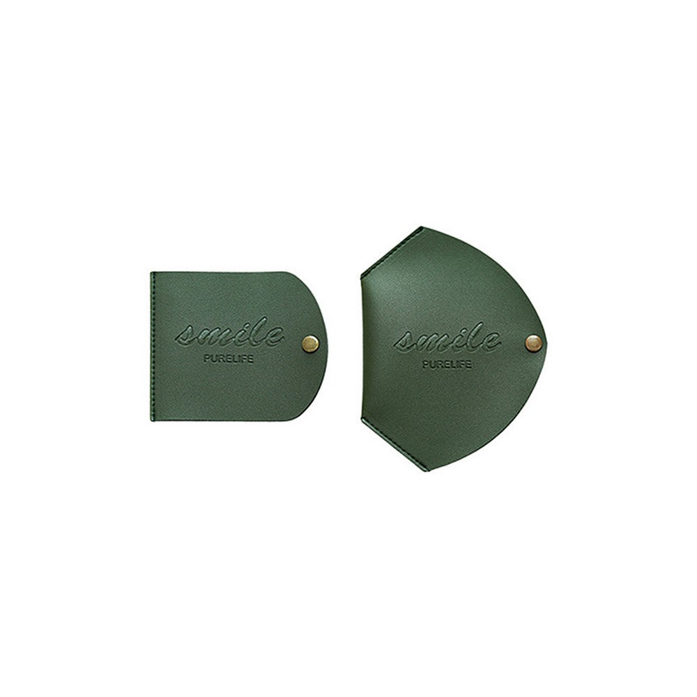 2Pcs PU Leather Snap Button Mask Storage Bag