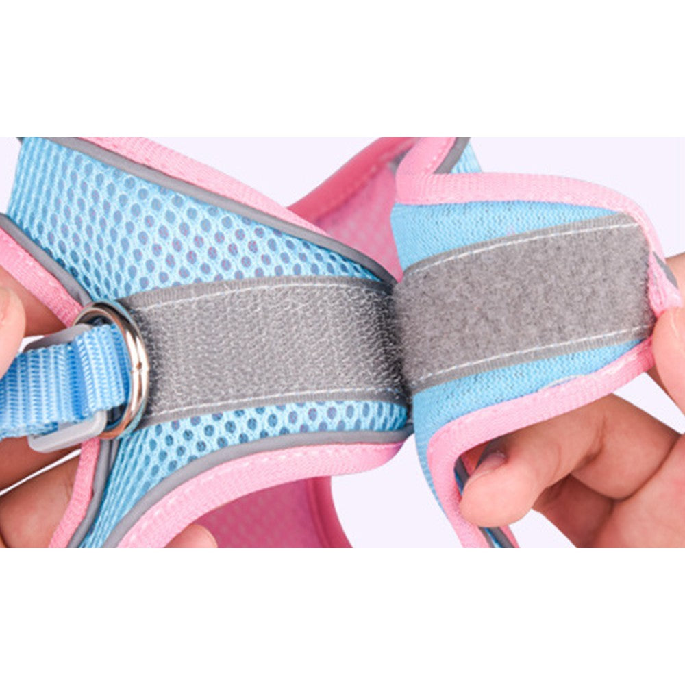 Reflective Pet Harness Leash Set-Pink