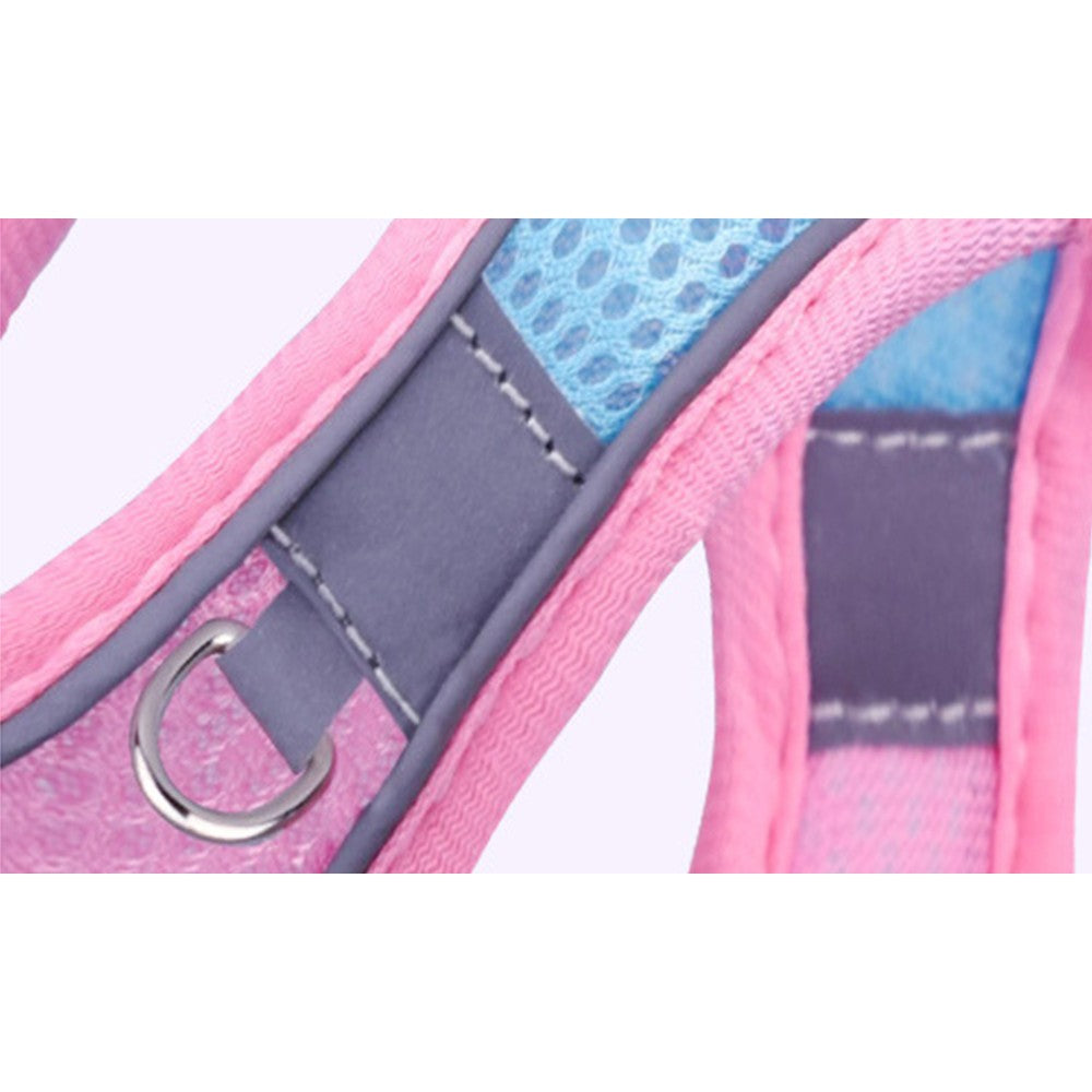 Reflective Pet Harness Leash Set-Pink