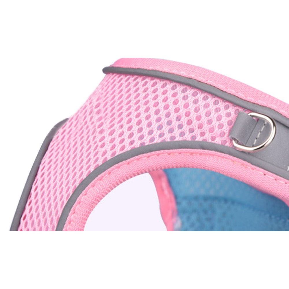 Reflective Pet Harness Leash Set-Pink