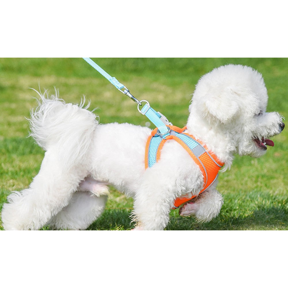 Reflective Pet Harness Leash Set-Orange
