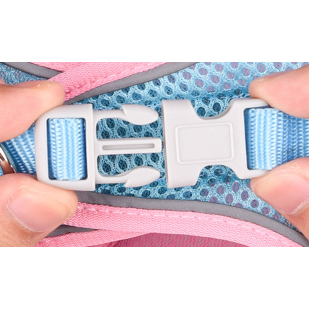 Reflective Pet Harness Leash Set-Pink